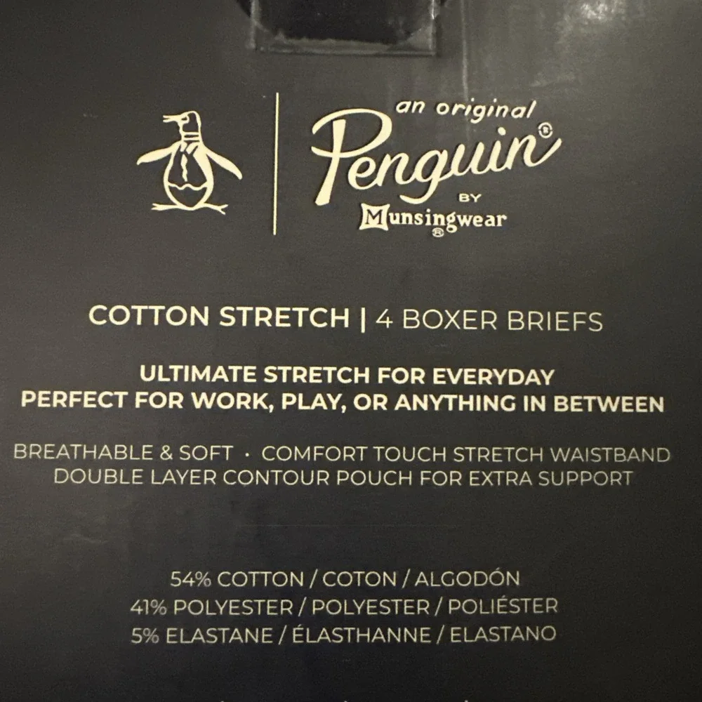 Original Penguin by‎ Munsingwear Ultimate Cotton Stretch Boxer Briefs 4-Pack Sm